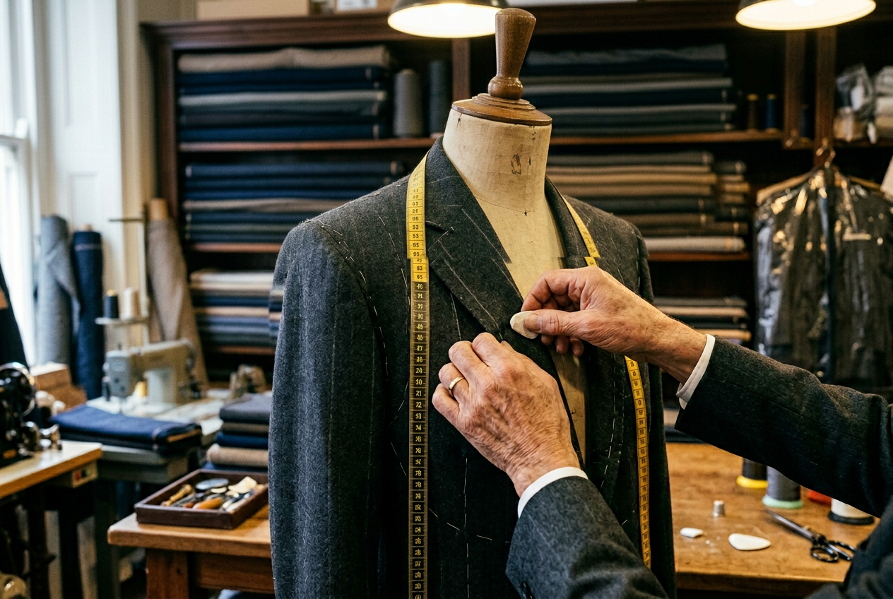 Detalhes de construcao e acabamento da alfaiataria